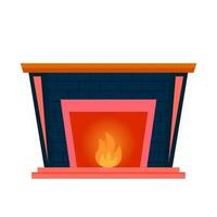 Fireplace with fire inside on white background illustration vector