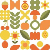 Autumn Geometric bauhaus pattern. Modern geometry figure, shape and elements. Scandinavian. vector