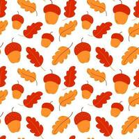 Vector seamless pattern of autumn acorns and oak leaves. Autumn Background
