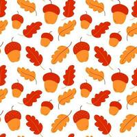 Vector seamless pattern of autumn acorns and oak leaves. Autumn Background