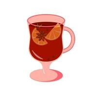 Irish Coffee Glass with mulled wine with orange and anis stars vector