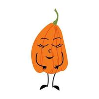 Pumpkin with closed eyes. Autumn character vector