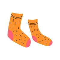 Orange wool socks. Flat vector illustration