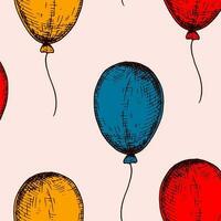 Balloon seamless pattern. Colorful hand drawn background in sketch style. Birthday celebration design. Vector illustration. Design for holiday event, carnival invitation, greeting card