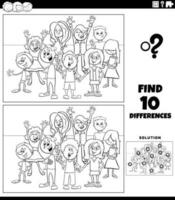 differences game with cartoon children coloring page vector