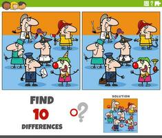 differences activity with cartoon people of different professions vector