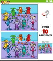 differences activity with cartoon robots characters group vector