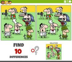 differences game with cartoon people of different professions vector