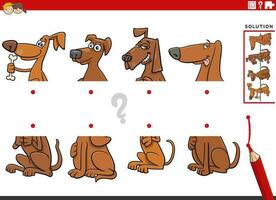 partido mitades juego con dibujos animados perros caracteres imágenes vector