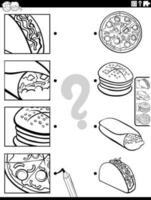 match food objects and clippings game coloring page vector