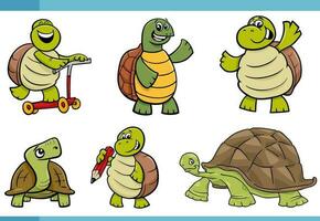 cartoon funny turtles comic animal characters set vector