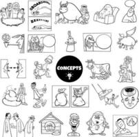 cartoon concepts or metaphors with comic characters set vector