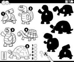 oscuridad juego con gracioso tortugas caracteres colorante página vector