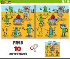 differences activity with cartoon robots characters vector