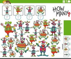 how many cartoon clowns characters counting game vector