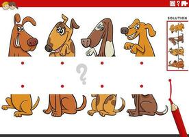 match halves game with cartoon dogs characters pictures vector