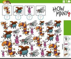 how many cartoon insect characters counting game vector