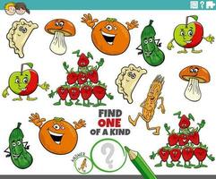 one of a kind game with cartoon food object characters vector