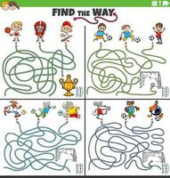 find the way activity games set with sport games vector