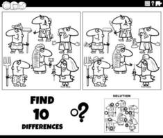 differences game with cartoon professional people coloring page vector