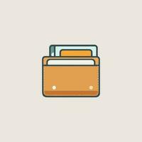 Wallet Flat icon illustration in line art style vector