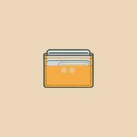 Wallet Flat icon illustration in line art style vector