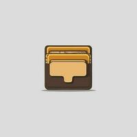 Wallet Flat icon illustration in line art style vector