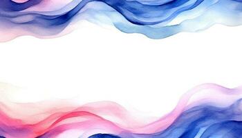 Abstract wave background. Vector illustration. Can be used for advertisingeting, presentation. Watercolor background. Blue, navy, indigo and pink, rose, blush colored waves.