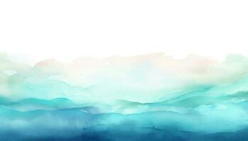 Watercolor background with turquoise, teal waves. Abstract wave background. Vector illustration. Can be used for advertisingeting, presentation, design.