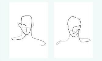 Minimal One line Handrawn vector Man drawing Wall art - Set of 2 EPS