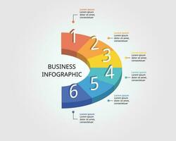 circle pie chart template for infographic for presentation for 6 element vector