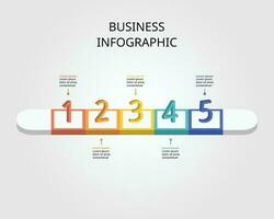 square chart template for infographic for presentation for 5 element vector