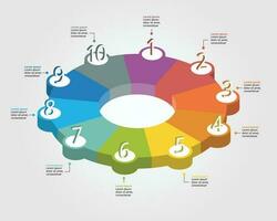 circle template for infographic for presentation for 10 element vector