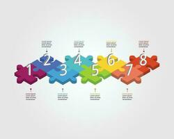 jigsaw timeline with number template for infographic for presentation for 8 element vector