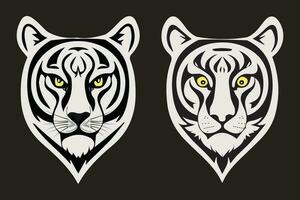 Tigre cabeza negro y blanco sencillo vector Arte