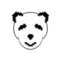 panda head illustration with pixel concept. minimal, line and simple style. use for logo, symbol, mascot and print vector
