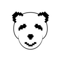 panda head illustration with pixel concept. minimal, line and simple style. use for logo, symbol, mascot and print vector