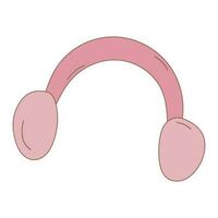 headphones warm pink comfort music element icon vector