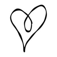 heart love icon doodle element black white vector