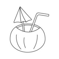 cocktails party  coconut alcohol line doodle icon vector