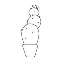 cactus needle pot line doodle icon element vector