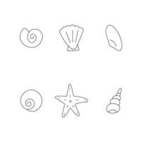 seashells sea vacation line summer icons elements vector