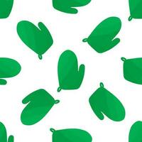 mitten cuisine fry protection cook green pattern vector