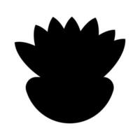 cactus black white needles pot icon element vector