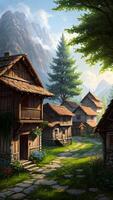 Wonderful realistic village environment created with technology photo
