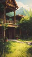 Wonderful light and shadow in a terrace environment created with technology photo