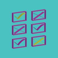 Vector 3D true and false checklist signs in 3D box shape
