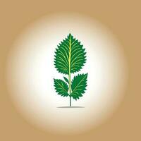 Nettle plant vector in green color, on brown background