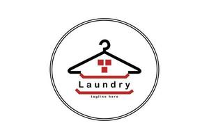 Laundry logo with clothes hanger as object, isolated on white background vector