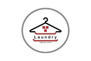 Laundry logo with clothes hanger as object, isolated on white background vector